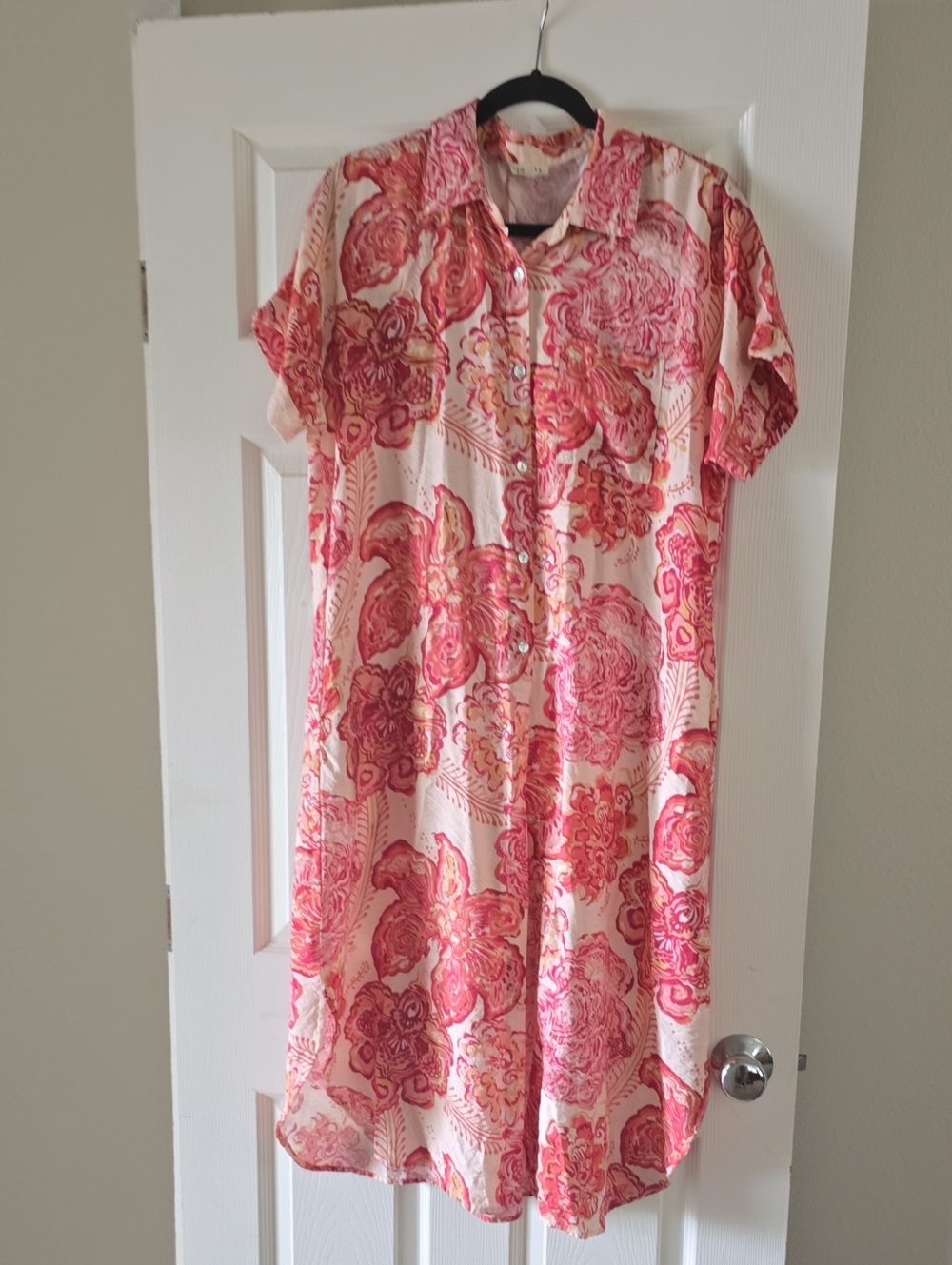 JODIFL Pink and Cream Floral Midi Dress